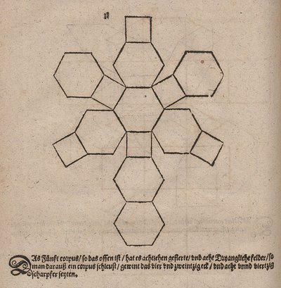 Net Unfolding of a Truncated Octahedron by Albrecht Dürer